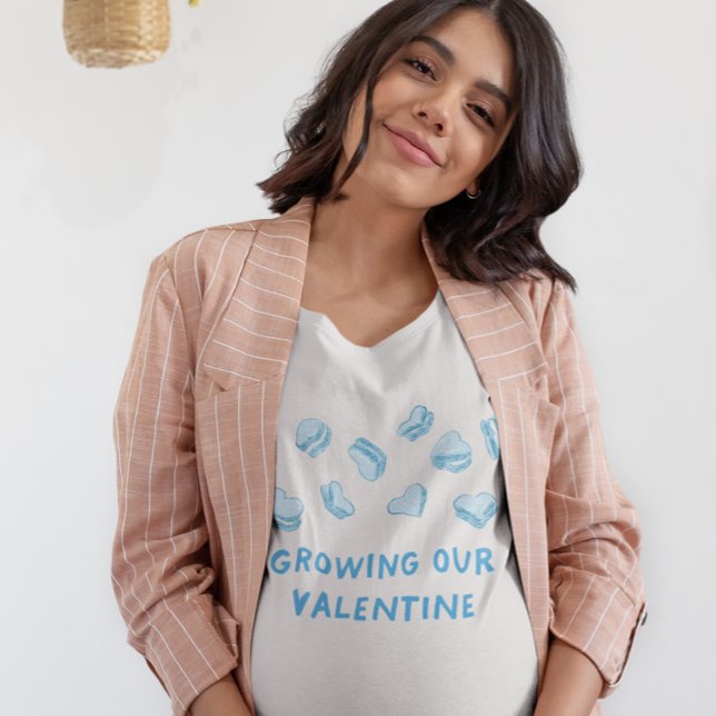 Valentine Baby Gravid Blue Hearts T Shirt (Skapare uppladdad)