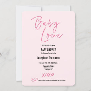 Valentine Baby Kärlek Sweet Rosa XOXO Babydusch Inbjudningar