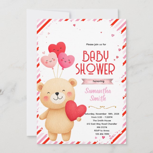 Valentine baby shower-fest inbjudan (Framsida)