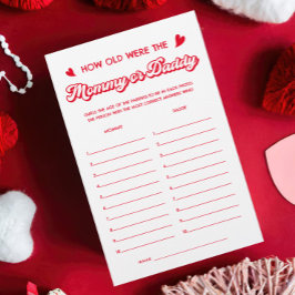 Valentine Baby Shower gissar Åge Mamma pappa Game