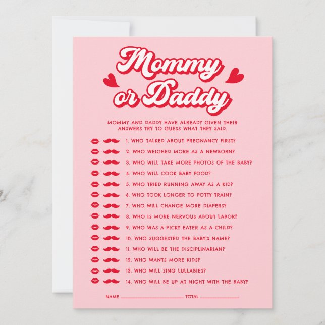 Valentine Baby Shower gissar vem som spelar spel k Inbjudningar (Framsida)