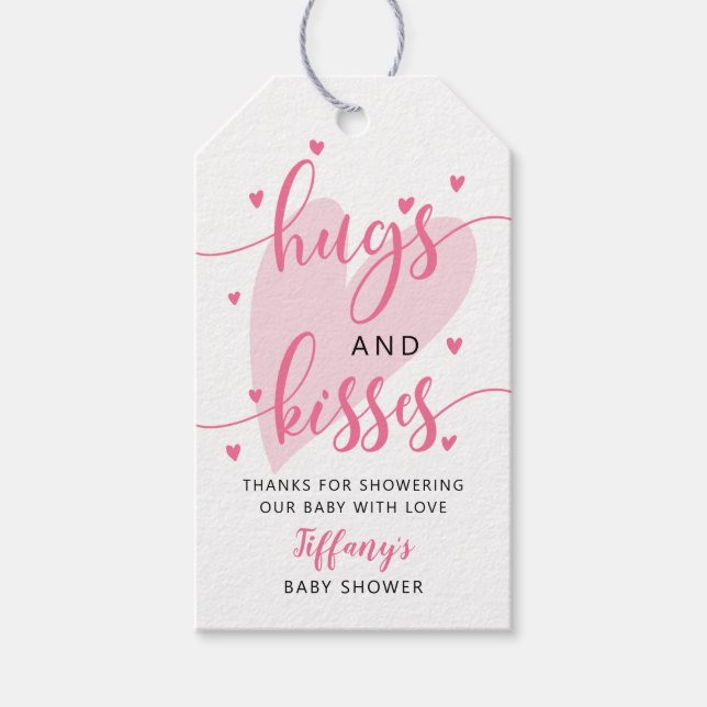 Valentine Baby Shower Hugs och Kisses Presentetikett (Framsidan)