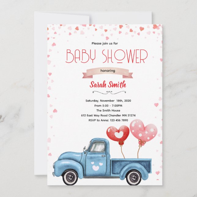 Valentine Baby Shower Inbjudan (Framsida)