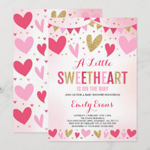 Valentine Baby Shower-inbjudan, älskling Baby Inbjudningar