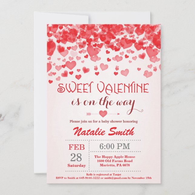 Valentine Baby Shower Inbjudan Little Sweetheart (Framsida)