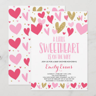Valentine Baby Shower-inbjudan Raring Baby Inbjudningar