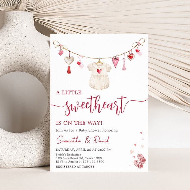 Valentine Baby Shower Inbjudningar (A Little Sweetheart Valentine Baby Shower Invitation)