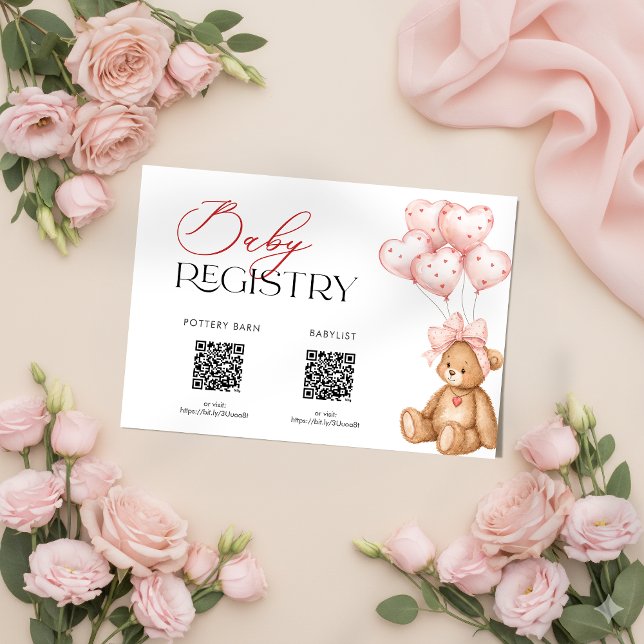Valentine Baby Shower Presentationskort Tilläggskort (Valentine Baby Shower Registry Card)