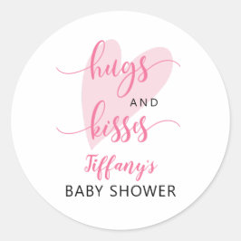 Valentine Baby Shower Rosa Heart Runt Klistermärke