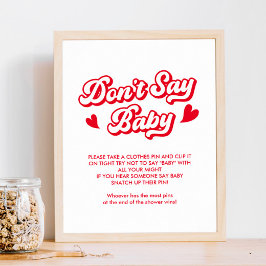 Valentine Baby Shower Säg inte Baby-spel Poster