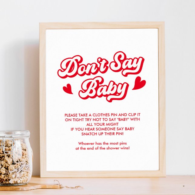 Valentine Baby Shower Säg inte Baby-spel Poster (Skapare uppladdad)