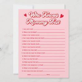 Valentine Baby Shower Who Knows Mommy Best Game Inbjudningar