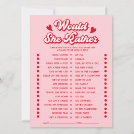 Valentine Baby Shower Would She Rather Game Card Inbjudningar