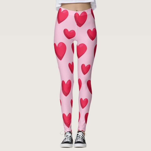 Valentine Background med Heart Kärlek Leggings (Framsida)