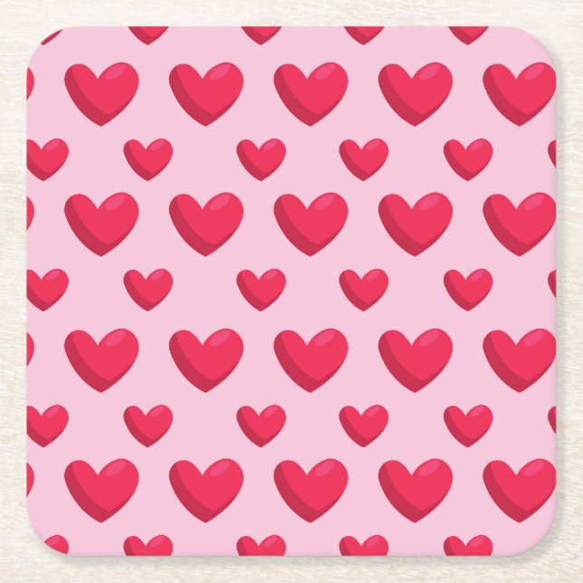 Valentine Background med Heart Kärlek Underlägg Papper Kvadrat (Framsidan)