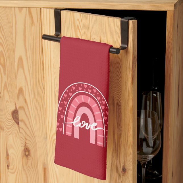 Valentine Background med Hearts Kärlek Kökshandduk (Thirds Fold)