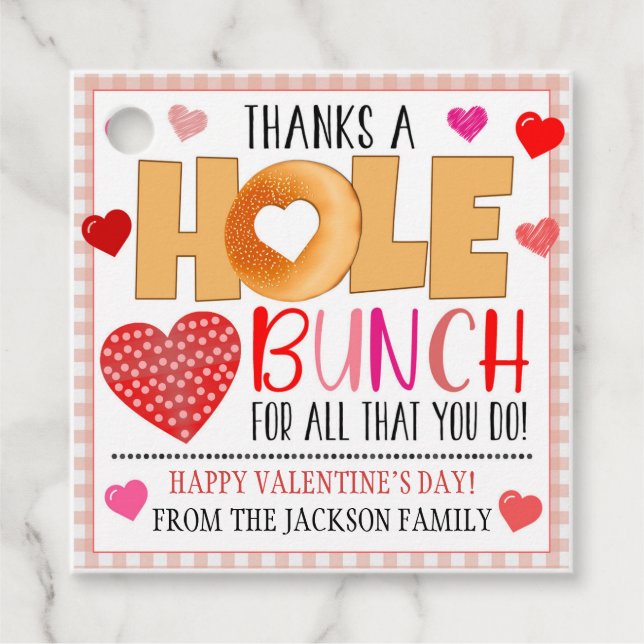 Valentine Bagel Gift Märkre Gåvor Etiketter (Framsida)