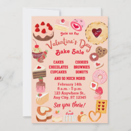 Valentine Bake Sale Flyer, Valentine School Bake Inbjudningar