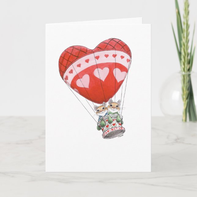 Valentine Ballong Möss Kort (Framsida)