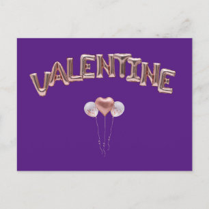 Valentine Balloon Lettering med Heart Balloon Vykort