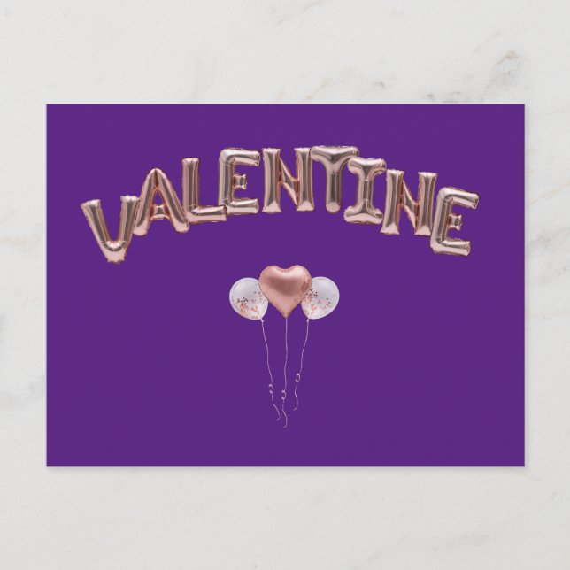 Valentine Balloon Lettering med Heart Balloon Vykort (Framsida)