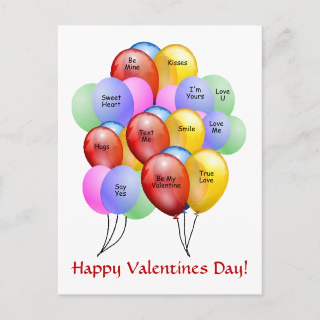 Valentine Balloons vykort (Framsida)