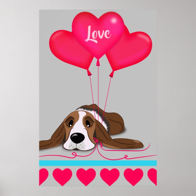 Valentine Basset Hound Poster (Framsidan)