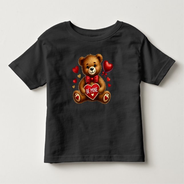Valentine Be Mine Nalle Red T Shirt (Framsida)