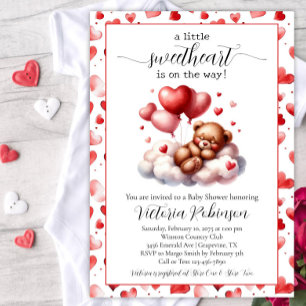 Valentine Bear Baby Shower Inbjudningar