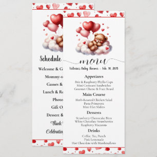 Valentine Bear Baby Shower Meny och Program