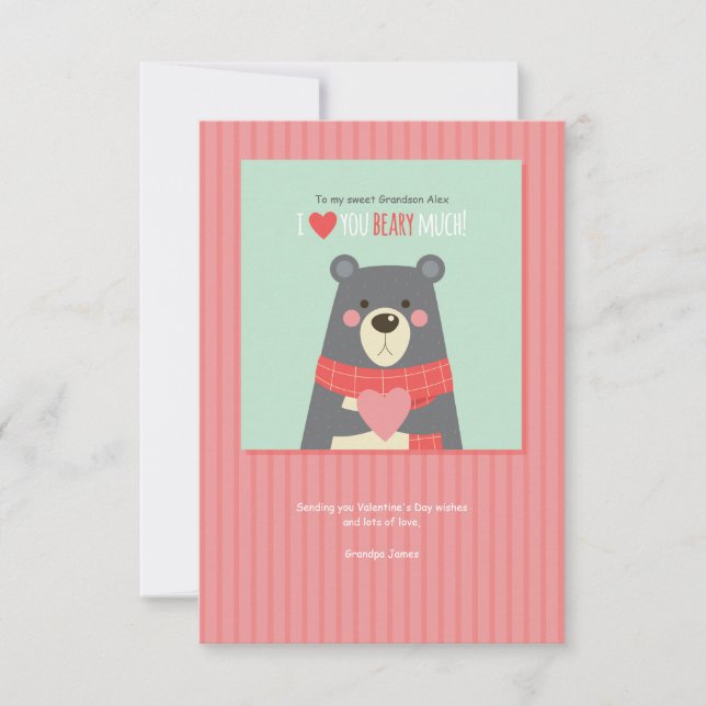 Valentine Bear Helgdag Card Inbjudningar (Framsida)