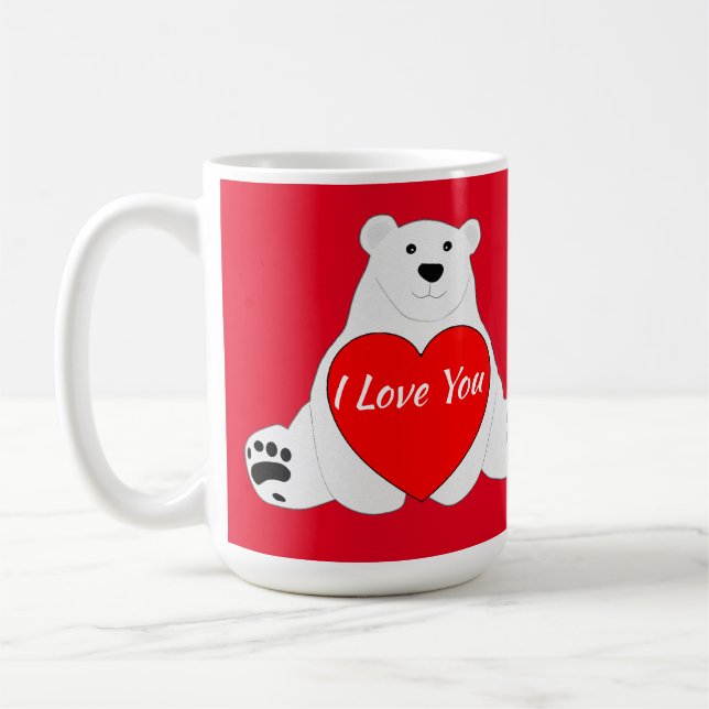 Valentine Bear Holding A Heart Kaffemugg (Vänster)