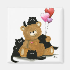 Valentine Bear & Svarta katter by Bihrle Magnet