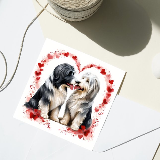 Valentine Bearded Collie Sweethearts Kärlek Julkort (Skapare uppladdad)