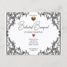 Valentine Beloved Banquet Dinner Party Inbjudan Vykort