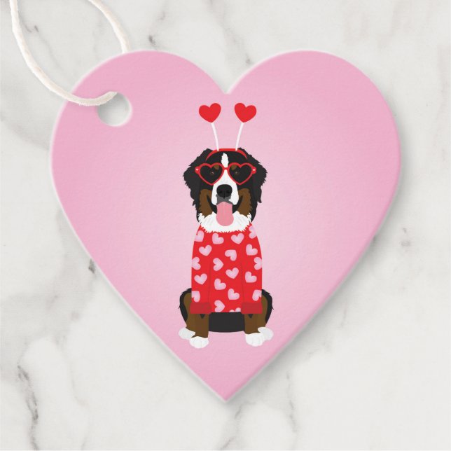 Valentine Bernese Mountain Hund Gåvor Etiketter (Framsida)