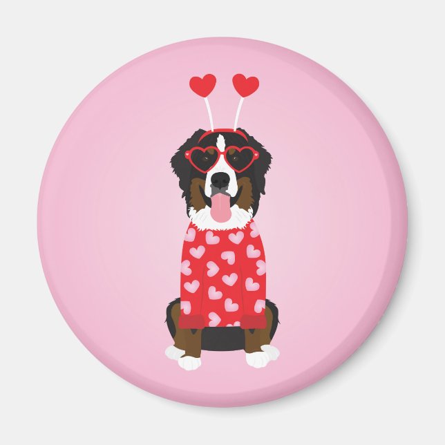 Valentine Bernese Mountain Hund Magnet (Framsidan)