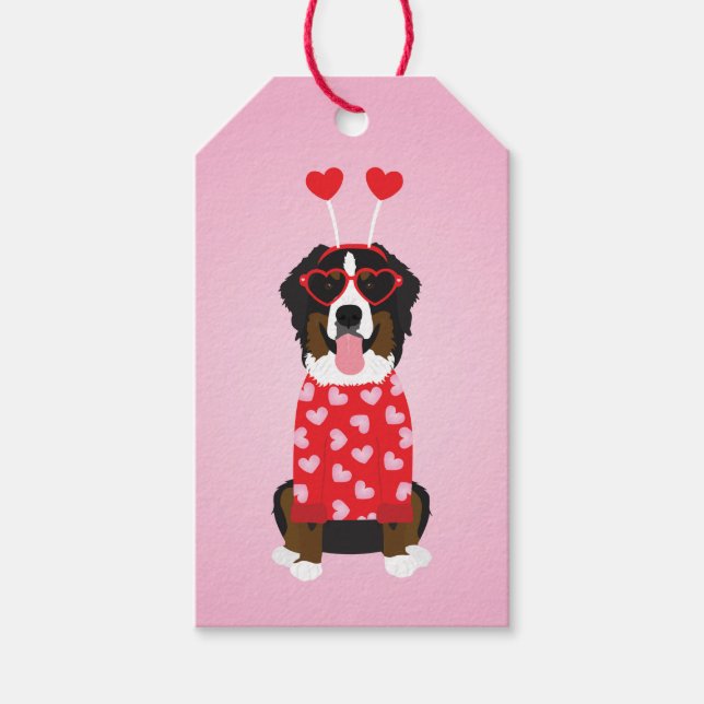 Valentine Bernese Mountain Hund Presentetikett (Framsidan)