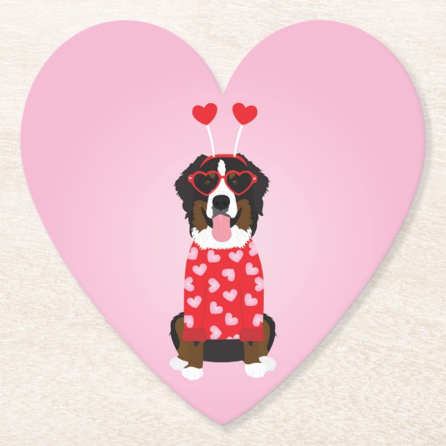 Valentine Bernese Mountain Hund Underlägg Papper (Framsida)