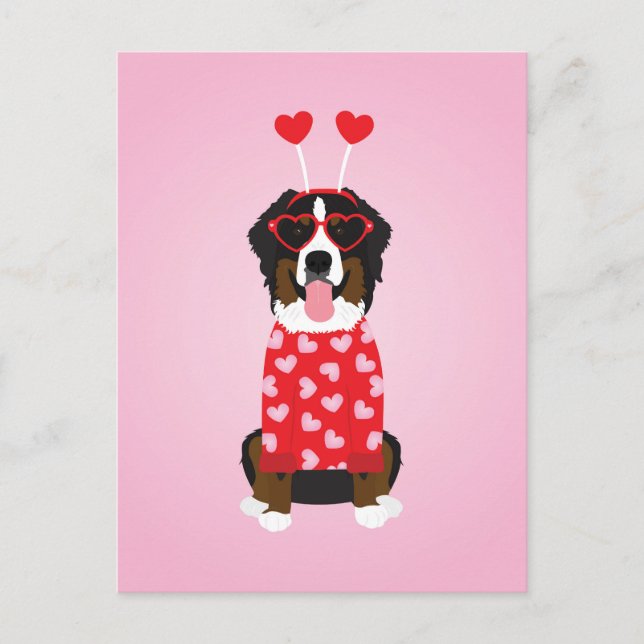 Valentine Bernese Mountain Hund Vykort (Framsida)
