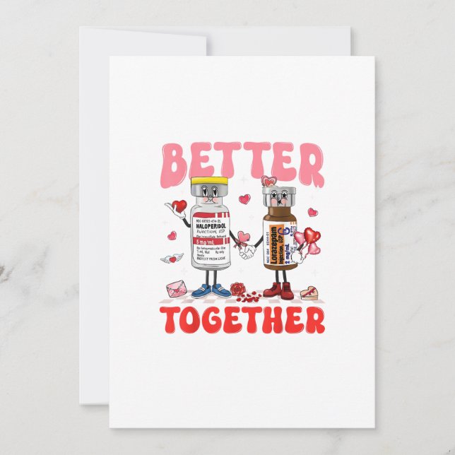 Valentine Better Together Sjuksköterska Rosa Båge  Julkort (Framsida)