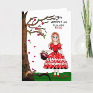 Valentine BFF Girl Friend Collects Hearts Träd Kort