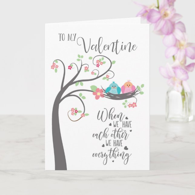 Valentine Bird Nest när vi har varandra Kort (Orkide)