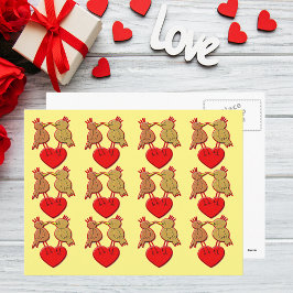Valentine Birds på ett Heart Mönster vykort