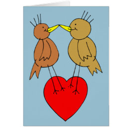 Valentine Birds på ett hjärtkort Hälsningskort