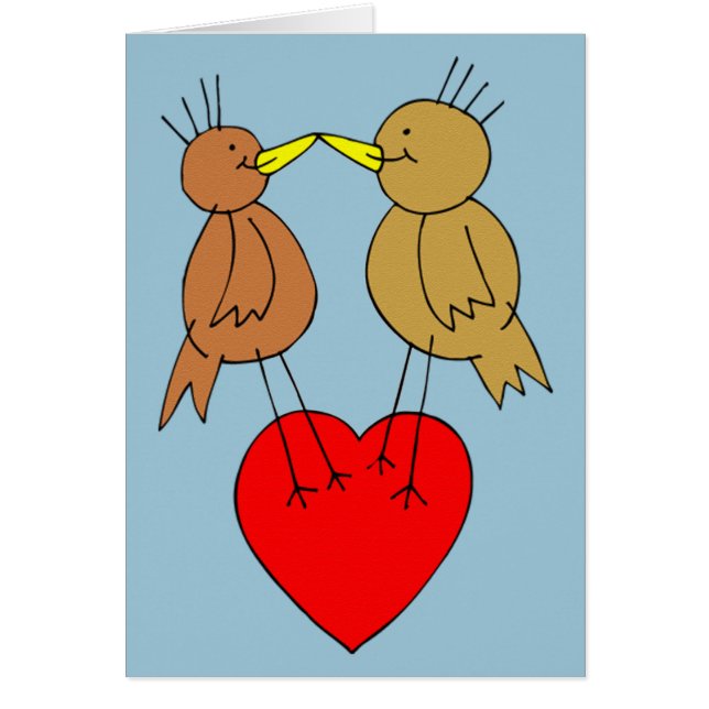Valentine Birds på ett hjärtkort Hälsningskort (Framsidan)