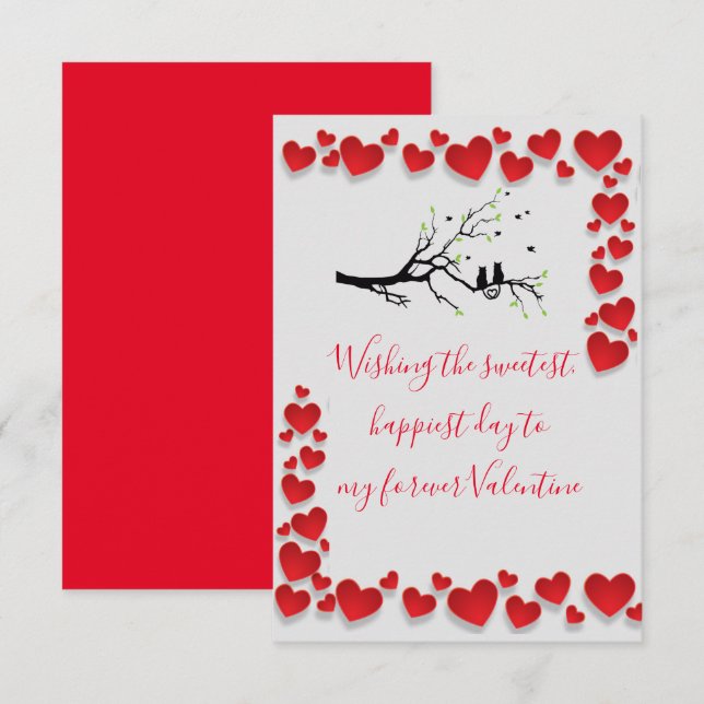 Valentine Birds Tack Kort (Fram/baksida)