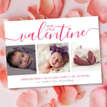 Valentine Birth Notice 3 Photo Rosa Hearts