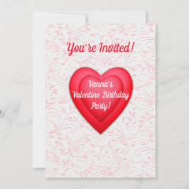 Valentine Birthday Finare Red Hearts Personlig Inbjudningar