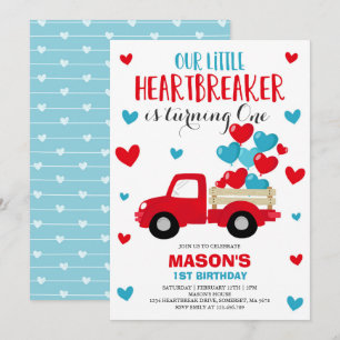 Valentine Birthday Inbjudan Heartbrytare Red Lastb